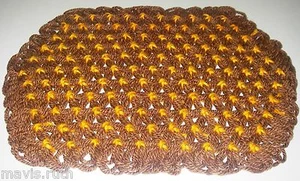 Tischwäsche 4 RETRO 70er Jahre handgewebt Garn Tischsets gelb/braun Handarbeit - Bild 1 von 4