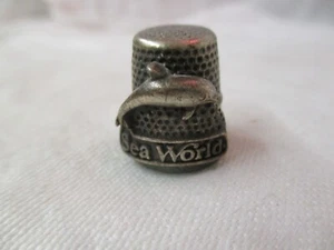 Vintage Pewter Thimble Souvenir Sea World - Picture 1 of 3