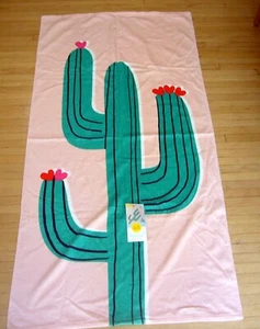 NEW  Sun Squad Beach Towel Cactus  Southwest Western Peach Green  62x32” - Picture 1 of 4