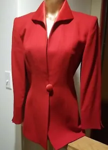 Christian Dior Blazer Jacket Suit Coat Powerful Red Wool Vintage Sophisticated 6 - Picture 1 of 8