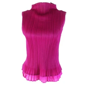 Issey Miyake Pleats Please Women's Tops Bottleneck Mesh Flare Purple Pink Ladies - Bild 1 von 7