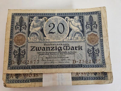 GERMANY 1915 - 20 MARK REICHSBANKNOTE  / SOLD AS EACH - Image 1 of 3
