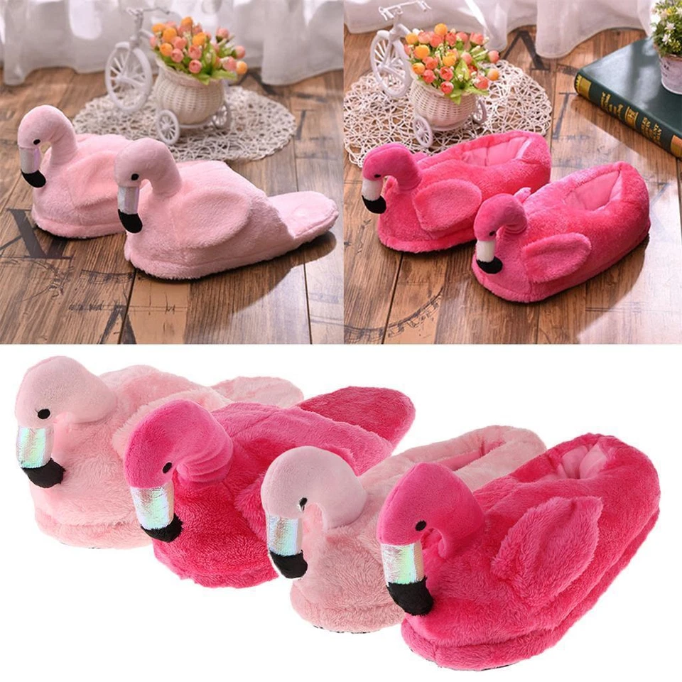 Schöne 3D Flamingo warme Hausschuhe flauschiger Fußwärmer Winter Zuhause Urlaub Geschenke - Bild 1 von 1