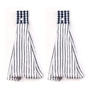 2 Pcs Kitchen Cotton Classical Striped Towel/absorbent Towel/hanging Towel/hand - Picture 1 of 8