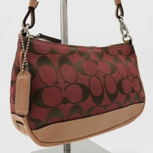 Borsa Coach 6094 firmata tela pelle rossa demi mini pochette usata - Foto 1 di 10