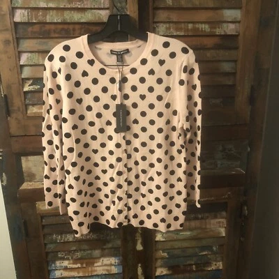 Nuevo con etiquetas Cárdigan Suéter Cable y Calibre Rosa Lunares y Estampado Corazón Negro Mediano  Foto 1 de 2