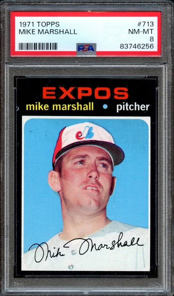 BB - 1971 - Topps - #713 - Mike Marshall - PSA 8 - NM-MT - Image 1 of 2