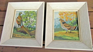 Zwei Malen nach Zahlen gerahmte Bilder Fasan Vogel Mid Century Modern MCM Rahmen - Bild 1 von 13
