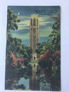 Postal FL Lake Wales Singing Tower Sanctuary Nighttime View c1940’s 1950’s - Imagen 1 de 2