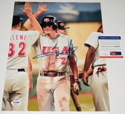 JASON GIAMBI AUTOGRAPHED 11x14 COLOR PHOTO (YANKEES / TEAM USA) - PSA DNA! - Image 1 of 3