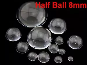 100 Transparent Flatback Glass Half Sphere Ball Cabochon 8mm No Hole - Picture 1 of 3