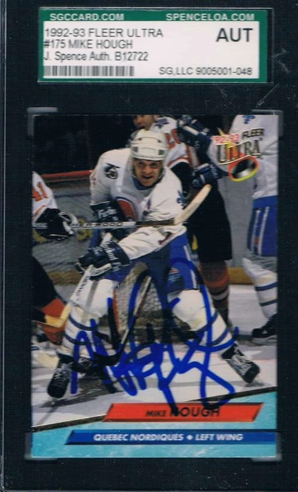 1992-93 Ultra #175 Mike Hough Nordiques JSA Auto - Image 1 of 1