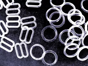 20 Sets Of Bra Adjustment Rings+Sliders 20x Figure 8 & 20x 0 Clear ca.10 - 13 mm - Picture 1 of 1