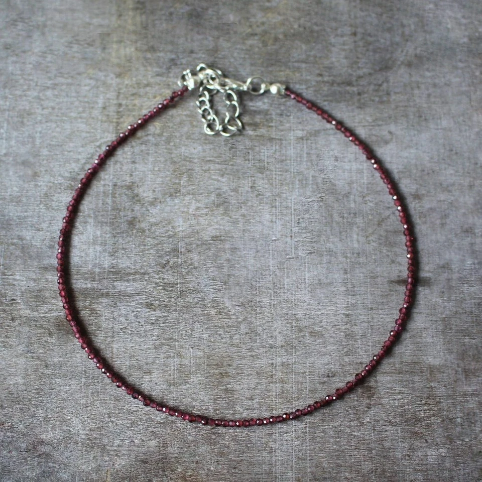 天然石榴石串珠项链勃艮第石项链修复水晶项链 — 第 1/1 张图片