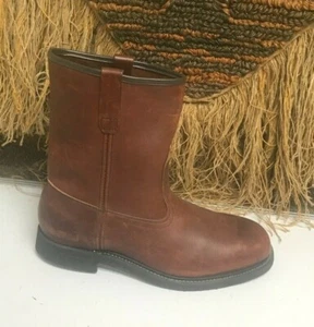 MASON  Mens Weather Welt Brown Leather Steel Toe Cowboy Biker Boot sz 8 E - Picture 1 of 10