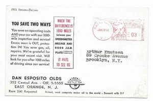 NJ East Orange Nueva Jersey Dan Esposito Antiguos Automóviles Concesionario Postal Publicidad - Imagen 1 de 2