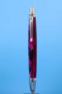 "Magenta Bliss"" Klinge Knopfdruck Kugelschreiber in robuster Nickeloberfläche" - Bild 1 von 12