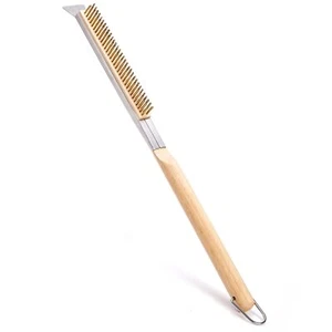21 Inch Pizza Oven Brush with Scraper, Brass Bristles for Pizza Oven, Copper ... - Picture 1 of 8