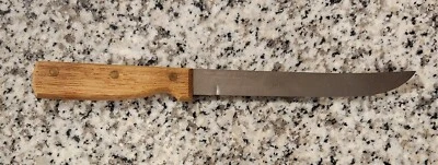 老式 Washington Forge Yorktowne 不锈钢 8 英寸刀切片机木柄 — 第 1/4 张图片