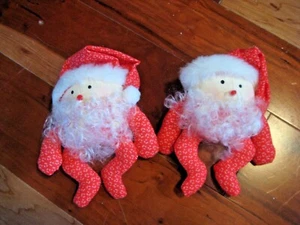 2 Santa Claus Decorative Collectible Handmade Stuffed Figures Ornament Christmas - Picture 1 of 5