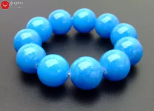 18 mm Himmelblau Rund Natürliche Jade Armband für Frauen Stein Armband 7,5 Zoll Schmuck - Bild 1 von 7