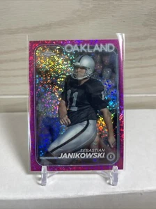 2024 Topps Chrome SEBASTIAN JANIKOWSKI #154 Magenta Pink Speckle /399 Raiders - Picture 1 of 5