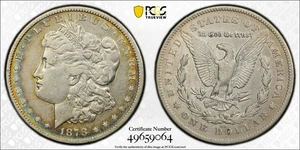 Beautiful Rainbow Edge Toning-1878 CC Morgan Silver Dollar PCGS VF30-GOLD SHIELD - Picture 1 of 9