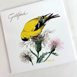 Fliesenuntersetzer Wanddekor Vintage 6" Quadrat Goldfink Vogel Handdekoriert Bildschirm Handwerk - Bild 1 von 10
