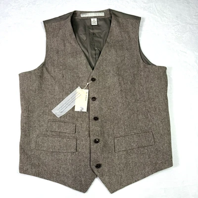 PERRY ELLIS Vest Mens 2XL Oatmeal Wool Blend Speckled Academia Old Money NWT - Image 1 of 4