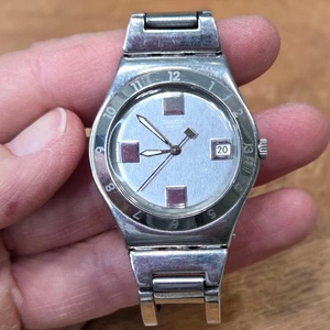 Swatch Irony Swiss Made Stainless Steel Silver Dial Date Women's Watch - Picture 1 of 7