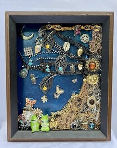 Sterling Silver Gemstone Jewelry Collage Art Shadow Box OOAK Kinetic Spirit Art - Picture 1 of 9