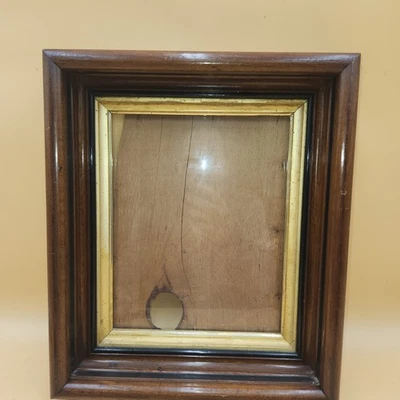 Marco profundo de madera de nogal Eastlake antiguo de 8 "x 10"" dorado" Foto 1 de 4