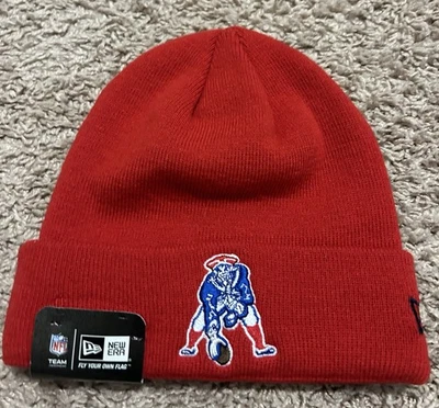 Raro Sombrero Tejido New England Patriots Rojo Retro New Era TB12 Brady Maye ¡Bonito! Foto 1 de 4