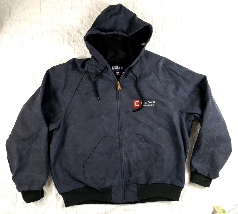 Chaqueta de Colección King Louie Para Hombres XL Trabajador Azul Lona Cremallera Con Capucha Hecha en Unión EE. UU. Foto 1 de 4