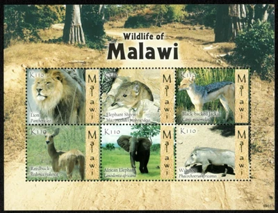Malawi 2009 - Vida silvestre de animales de Malawi - Hoja de 6 estampillas - Scott #749 - MNH Foto 1 de 2