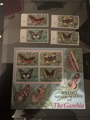 STAMPS - GAMBIA  1980 ABUKO NATURE RESERVE 3rd SERIES BUTTERFLY SET & M/S - MNH - image 1 of 2