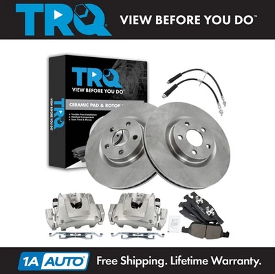 Kit de pastillas de freno delanteras y rotor de cerámica TRQ para Ford Edge 2016-2018 Foto 1 de 4