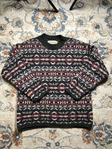 Vintage Abercrombie Big Sweater Wool Mens Medium Fair Isle Crewneck 90s - Picture 1 of 10