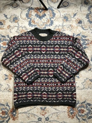 Vintage Abercrombie Big Sweater Wool Mens Medium Fair Isle Crewneck 90s - Image 1 of 4