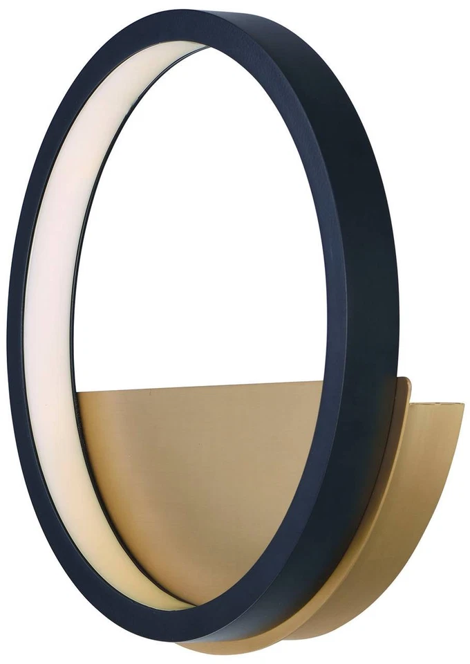 ET2 Hoopla 11 3/4" Alto Negro y Dorado Moderno Anillo LED Aplique de Pared Foto 1 de 1