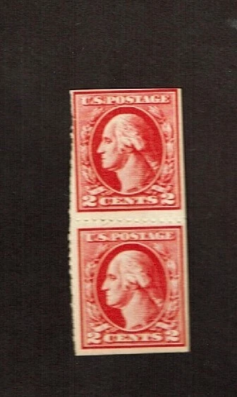 1918-20 U.S. Regular 2c Washington OFFSET Ty IV  IMPERF PAIR  Sc#532 Used Note ^ - Image 1 of 1