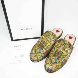 Zapatillas planas GUCCI Horsebit Princetown talla 37 dorado verde en caja - Imagen 1 de 24