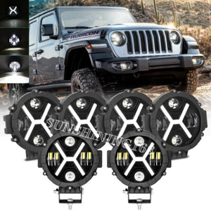 7'' Round LED Work Light Bar Spot Offroad Truck SUV ATV Driving Bumper Fog Pods - Foto 1 di 17