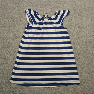 Hanna Andersson Girls 4t-100cm Cap Sleeves Tunic Length Striped Top Blue White - Picture 1 of 5