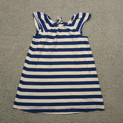 Hanna Andersson Girls 4t-100cm Cap Sleeves Tunic Length Striped Top Blue White - Image 1 of 4