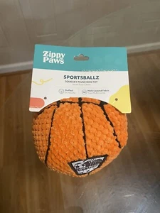 Zippy Paws Sportsballz Basketball Medium/Large Squeaky Plush Dog Toy 5” - Picture 1 of 4