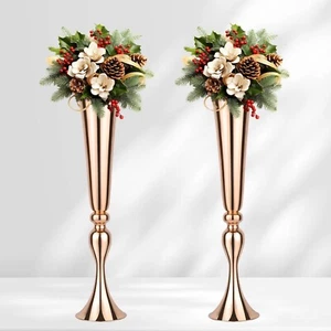 2 Set Metal Trumpet Vases,21.9'' Tall Flower Vase for Table Centerpieces, - Picture 1 of 5