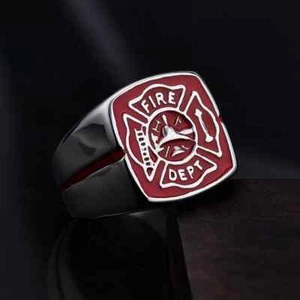Moda Bomberos Policía Encendedor Tendencia Para Hombre Anillos de Acero Inoxidable Talla 8-14 - Imagen 1 de 22
