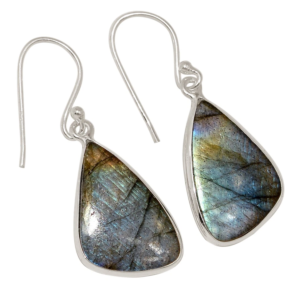 Pendientes de Labradorita Natural Multi Fuego Plata de Ley 925 Joyería ALLE-18894 Foto 1 de 1