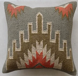 100% Natural Jute Pillow Cover 18x18 in Handmade Kilim Jute Cushion Cover - Picture 1 of 4